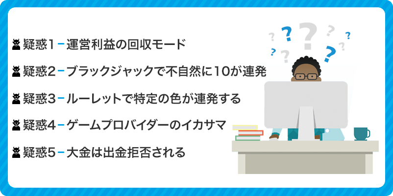 ベラジョンカジノのイカサマ疑惑５つをまとめた画像