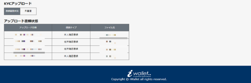 エグゼクティブ会員のアップグレード審査状況画面