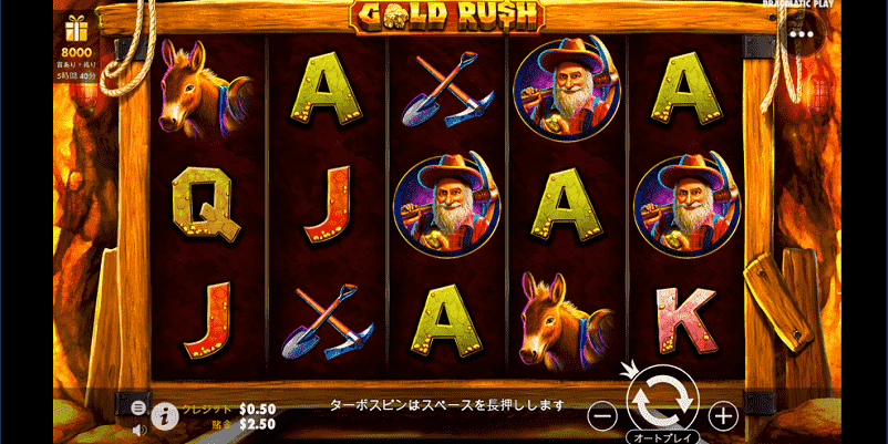 Gold Rushのプレイ画面