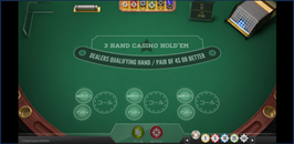 3 hand Casino Hold’emのプレイ画面